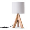 TISCHLAMPE Bajo Canvas - Beige/Weiß, Holz (17/17/35cm) - Paco Home