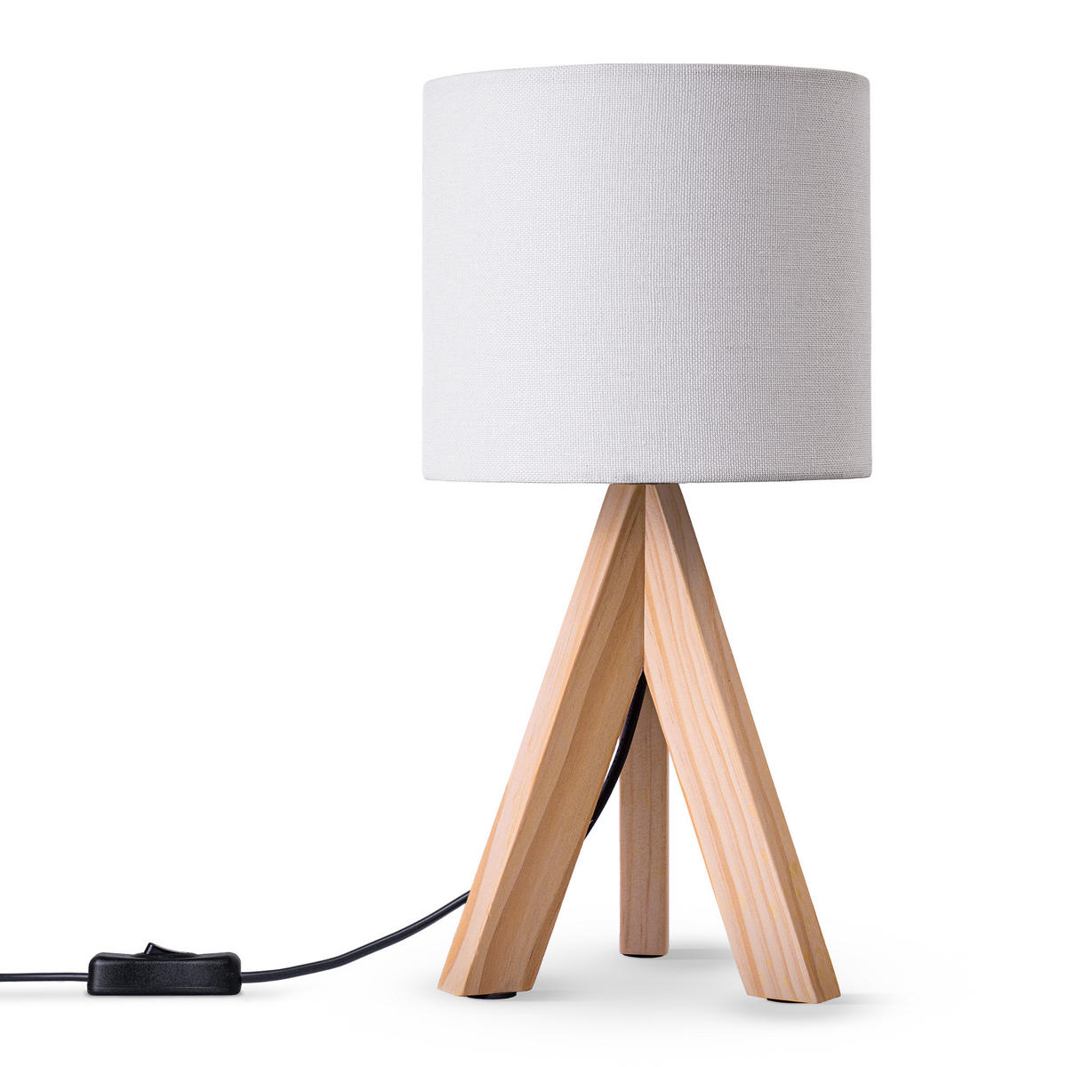 TISCHLAMPE Bajo Canvas - Beige/Weiß, Holz (17/17/35cm) - Paco Home