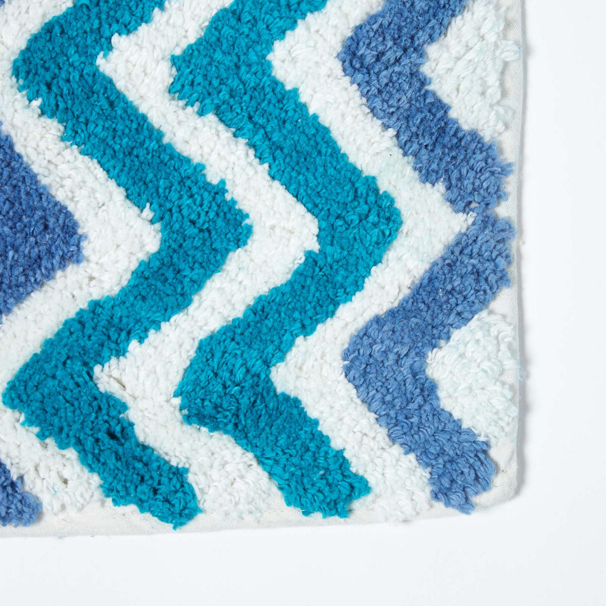 BADEMATTE 50/80 cm Chevron-Muster, Baumwolle - Blau, Textil (50/80cm) - Homescapes