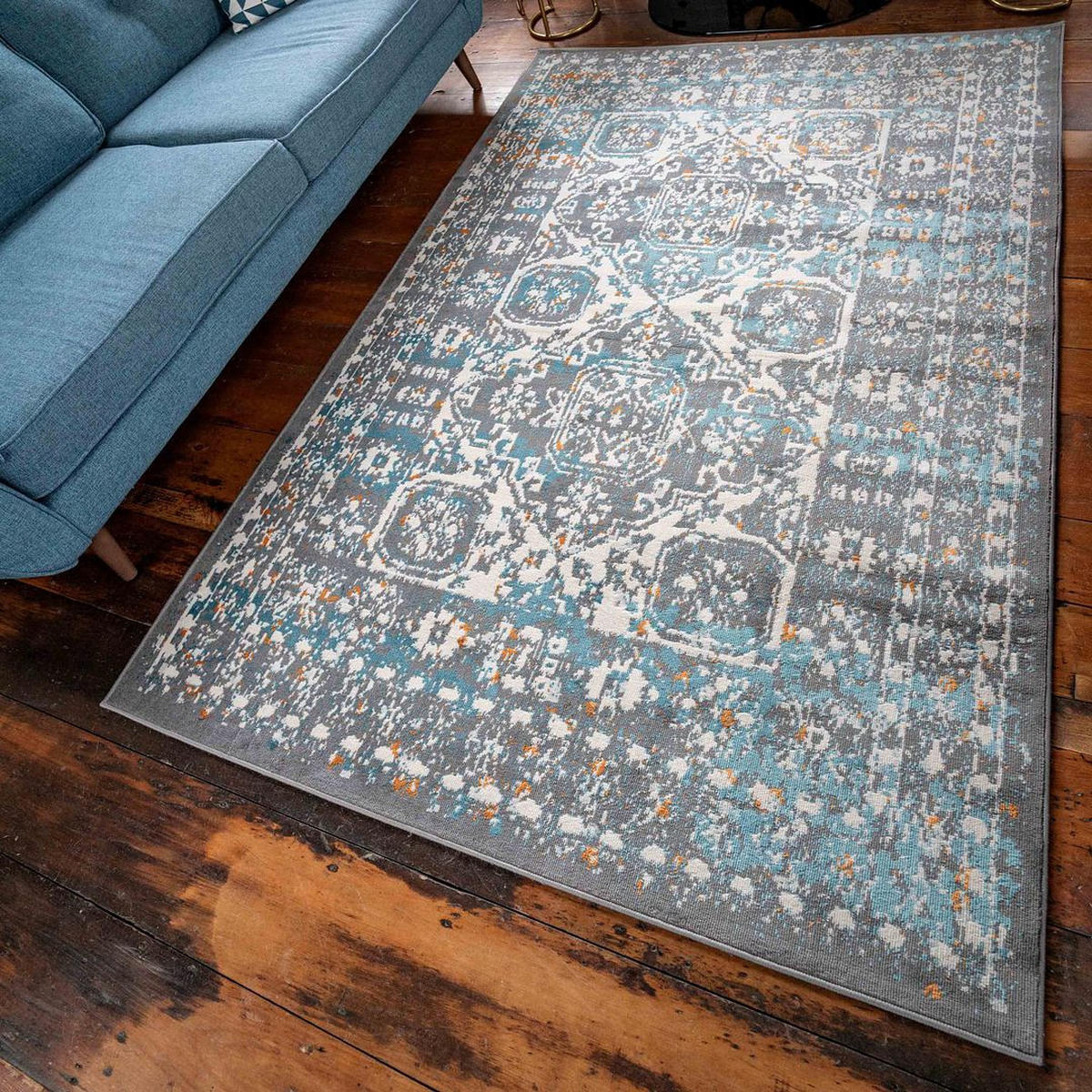 VINTAGE-TEPPICH Catalina Grau - Grau, Textil (120/170cm) - Kukoon Rugs