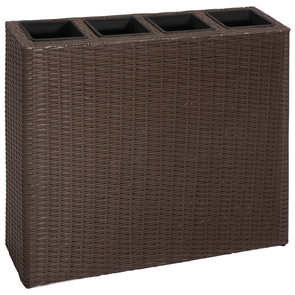 BLUMENKASTEN 4 Innentöpfe aus Rattan Braun | 79x22x76cm BxTxH - Braun, Kunststoff (79/76/22cm) - DELUKE