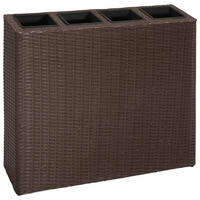 BLUMENKASTEN 4 Innentöpfe aus Rattan Braun | 79x22x76cm BxTxH - Braun, Kunststoff (79/76/22cm) - DELUKE