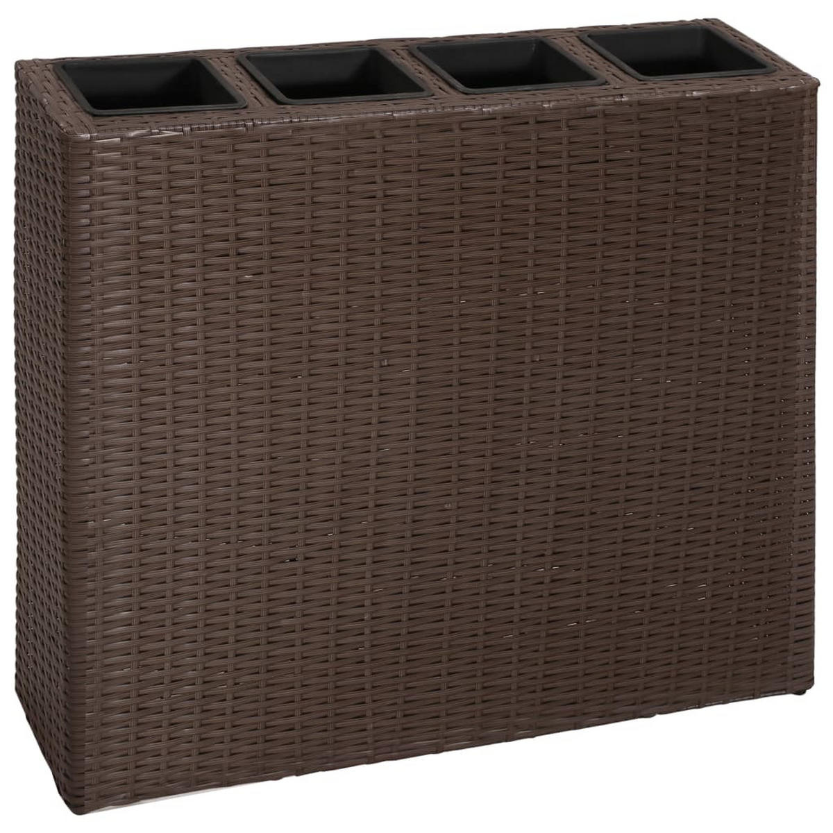 BLUMENKASTEN 4 Innentöpfe aus Rattan Braun | 79x22x76cm BxTxH - Braun, Kunststoff (79/76/22cm) - DELUKE