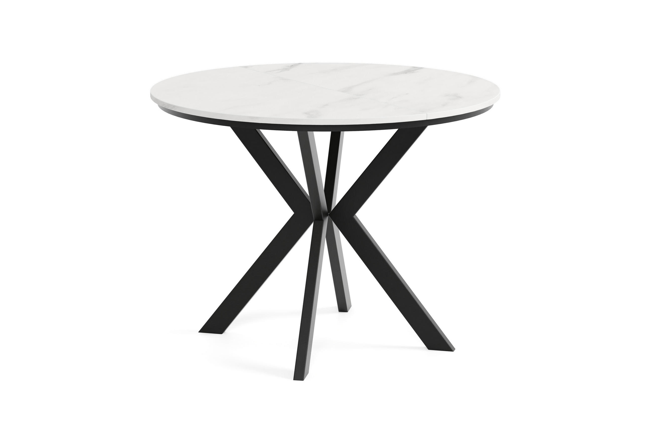 Meblini Esstisch Weiß, Mehrfarbig, Schwarz 90x76x90 cm