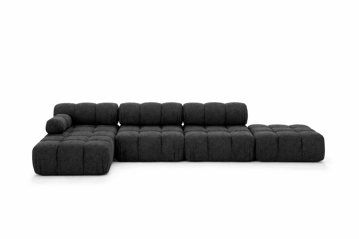 ECKSOFA L-Form XL, Stoff Bouclé Abriamo, Graphit, Links, Selia L XL - Graphitfarben, Holz (380/160cm) - Kaiser Möbel