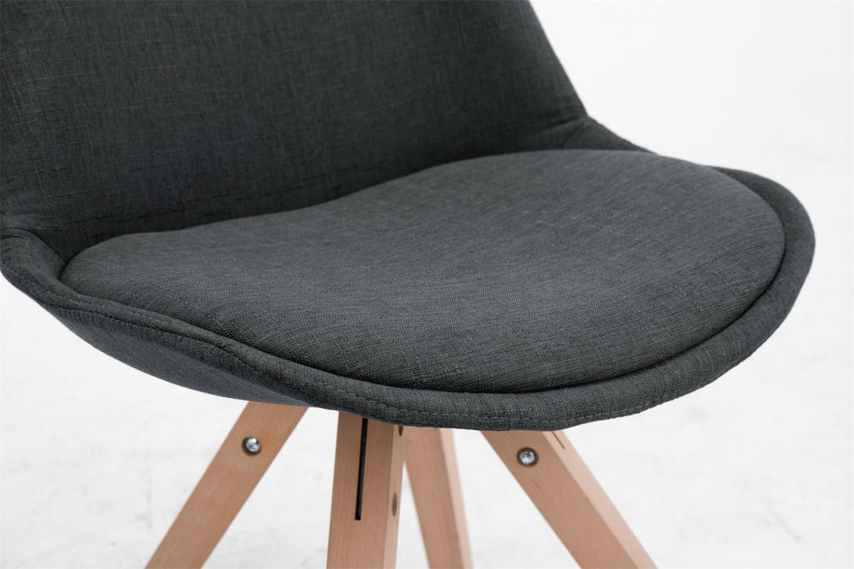 STUHL Stoff dunkelgrau - Eukalyptusholzfarben/Dunkelgrau, Holz/Textil (48/84/56cm) - CLP