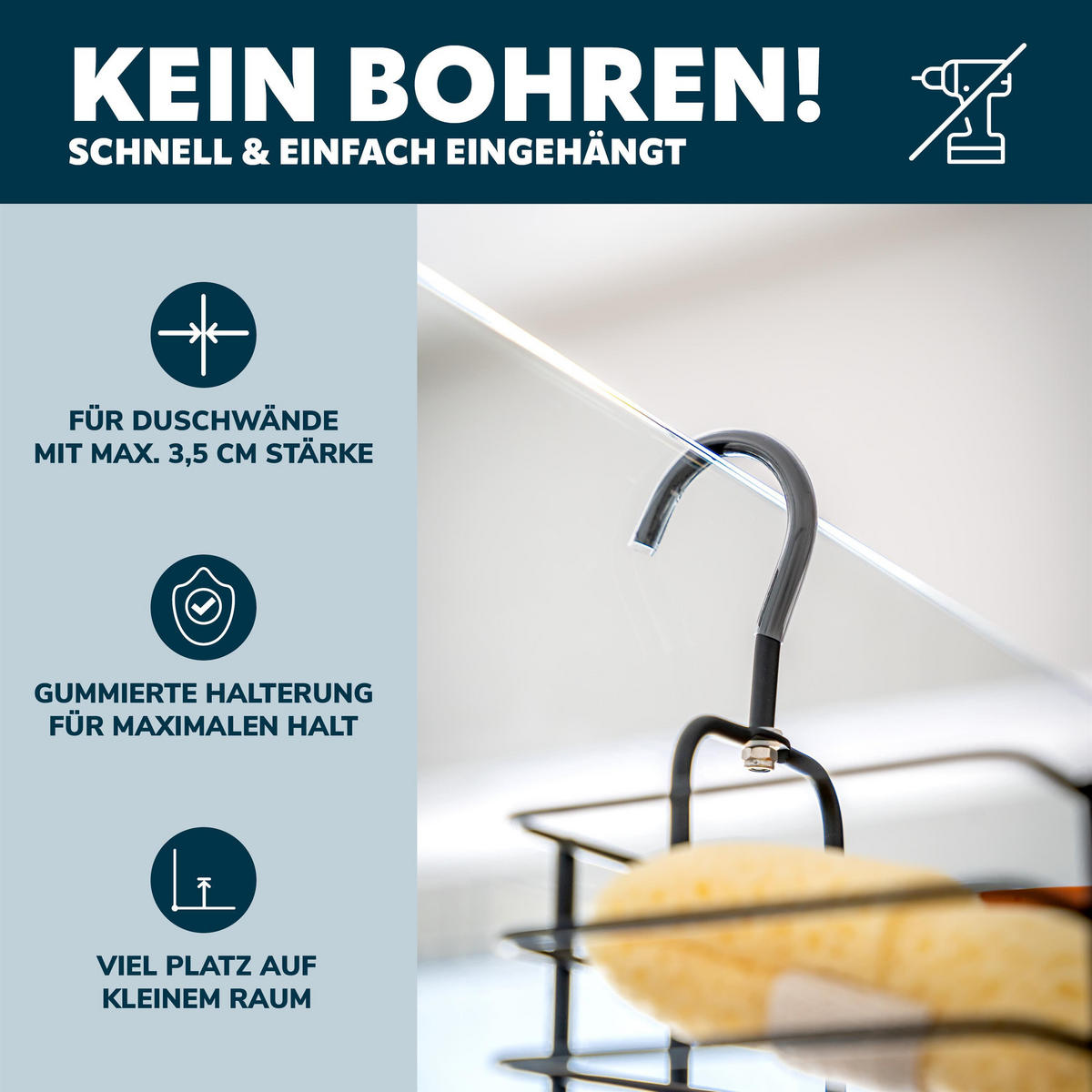 DUSCHREGAL, schwarz - Schwarz, Metall (23/42/10.5cm) - bremermann