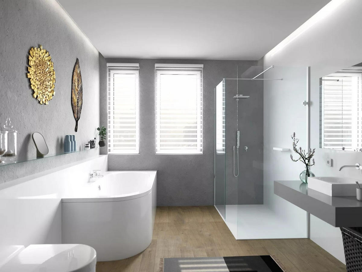 BADEWANNE Eckwanne AVITA 170/75 Rechts mit Schürze Ablauf Füße - Weiß, Kunststoff (75/55.5/170cm) - bad land
