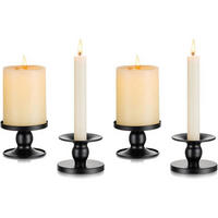 KERZENSTÄNDER 4er Set Metall Schwarz - Schwarz, Metall (5/5/20cm)