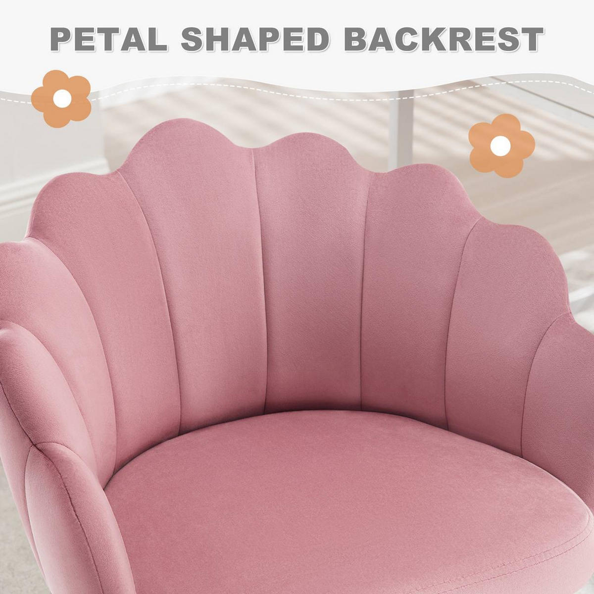 DREHSTUHL Samt Stoff, Metallrahmen, Rosa - Schwarz/Rosa, Textil/Metall (55/72/50cm) - Woltu
