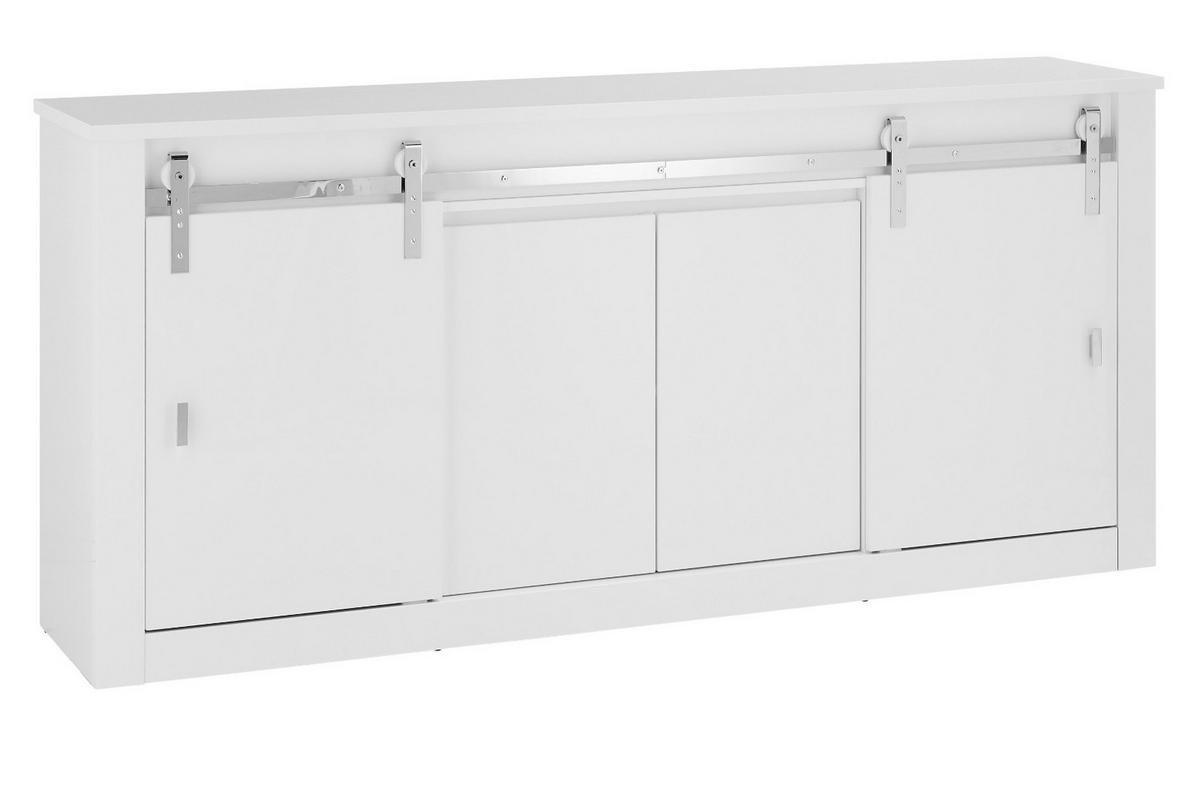 SIDEBOARD weiß Hochglanz 201 x 92 cm, Kommode mit Soft-Close - Chromfarben/Weiß Hochglanz, Holzwerkstoff/Kunststoff (201/92/43cm) - Furn.Design