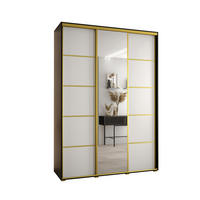 SCHWEBETÜRENSCHRANK 235,2/180/60 3-türig - Goldfarben/Schwarz, Holz/Metall (180/235/60cm) - Abiks Möbel