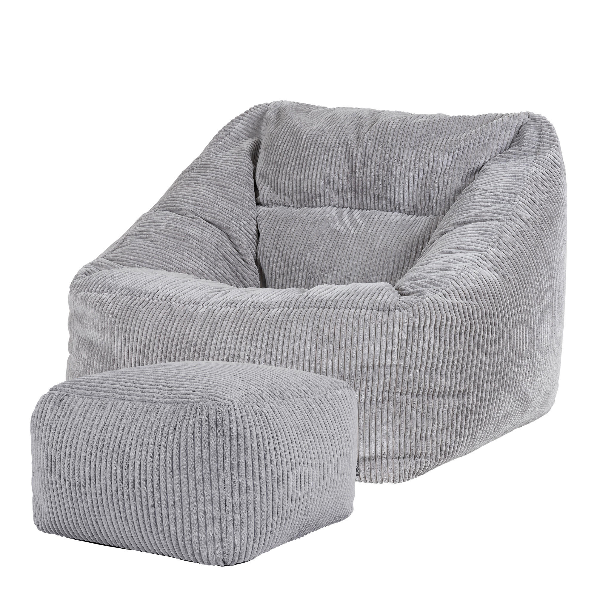 SITZSACK Cord Sessel Natalia mit Hocker - Hellgrau/Grau, Textil (100/80/88cm) - icon