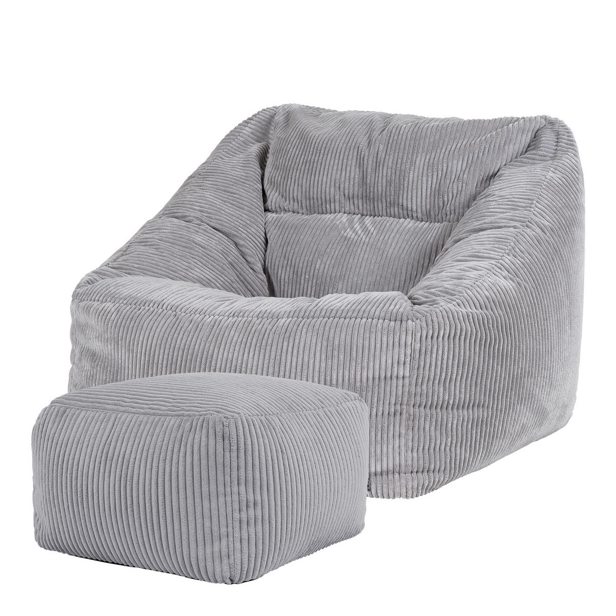 SITZSACK Cord Sessel Natalia mit Hocker - Hellgrau/Grau, Textil (100/80/88cm) - icon