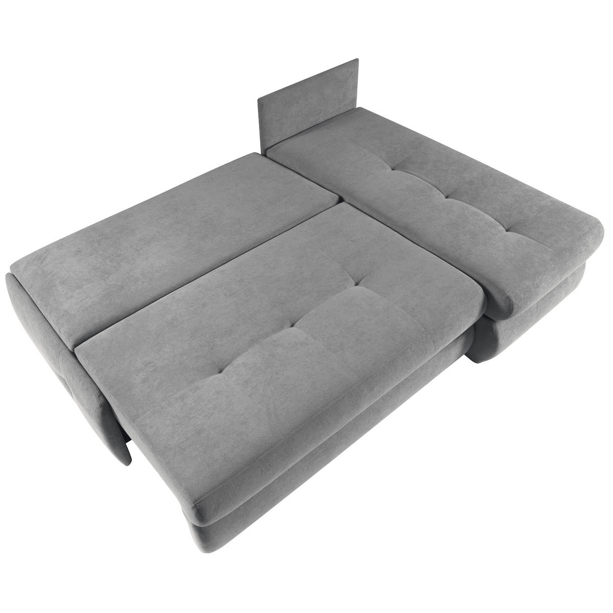 ECKSCHLAFSOFA Tino mit Schlaffunktion und Bettkasten, universeller Ottomane, Grau - Grau, Textil (216/155cm) - Beautysofa