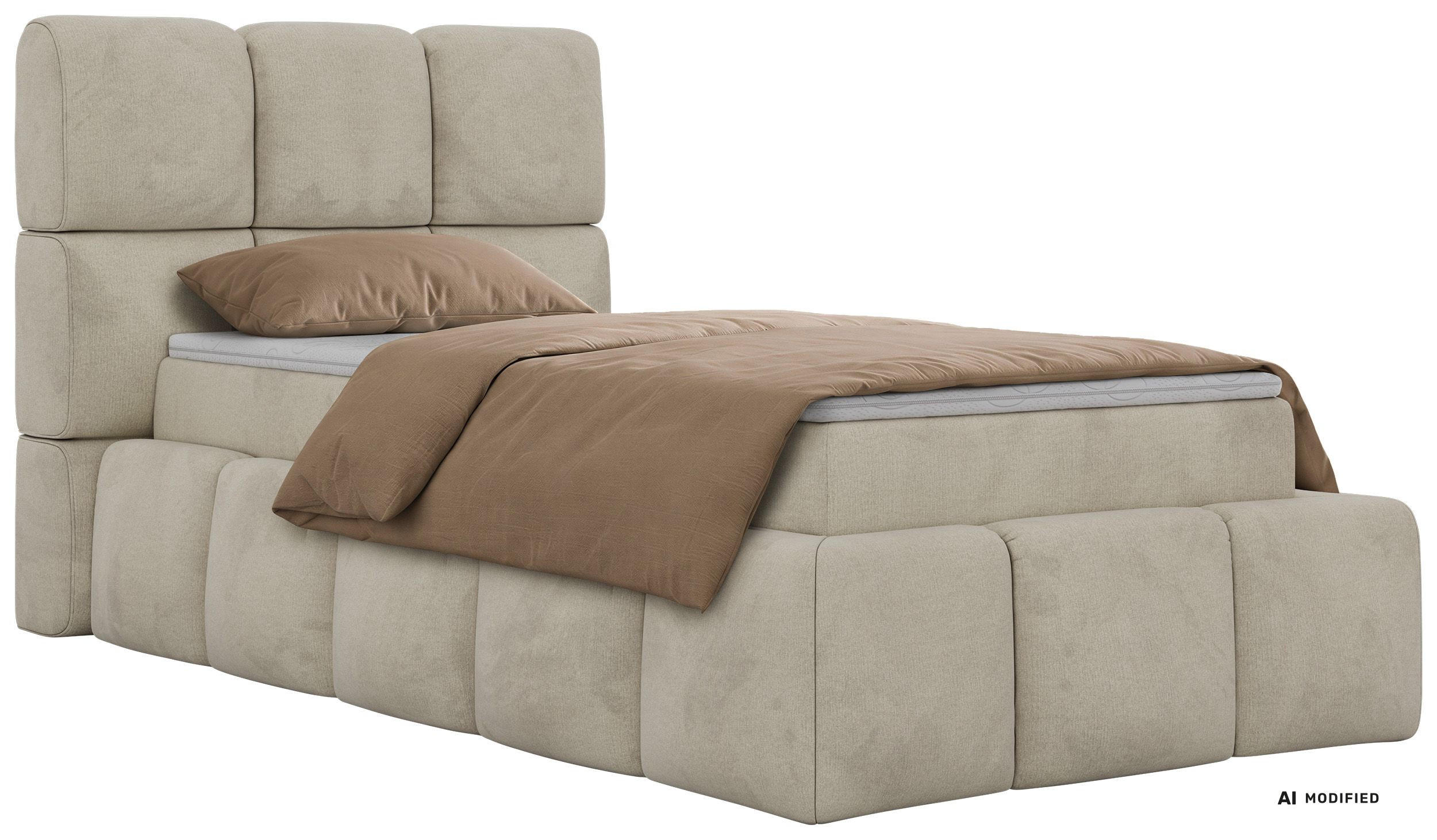 BOXBETT NIRA 90/200 - Beige Velvet - Topper T25 - H4 - Beige/Schwarz, Kunststoff/Textil (90/200cm) - MKS
