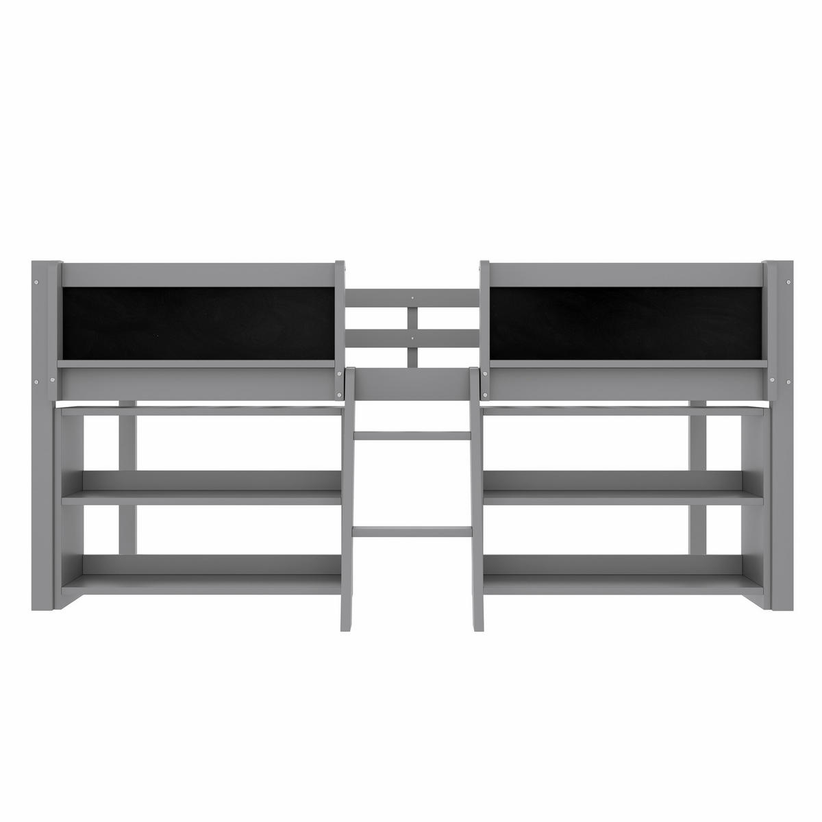 HALBHOHES BETT mit Stauraum 90x200 cm Kiefernholz/MDF Grau - Grau, Holz (90/200cm) - Meubliv
