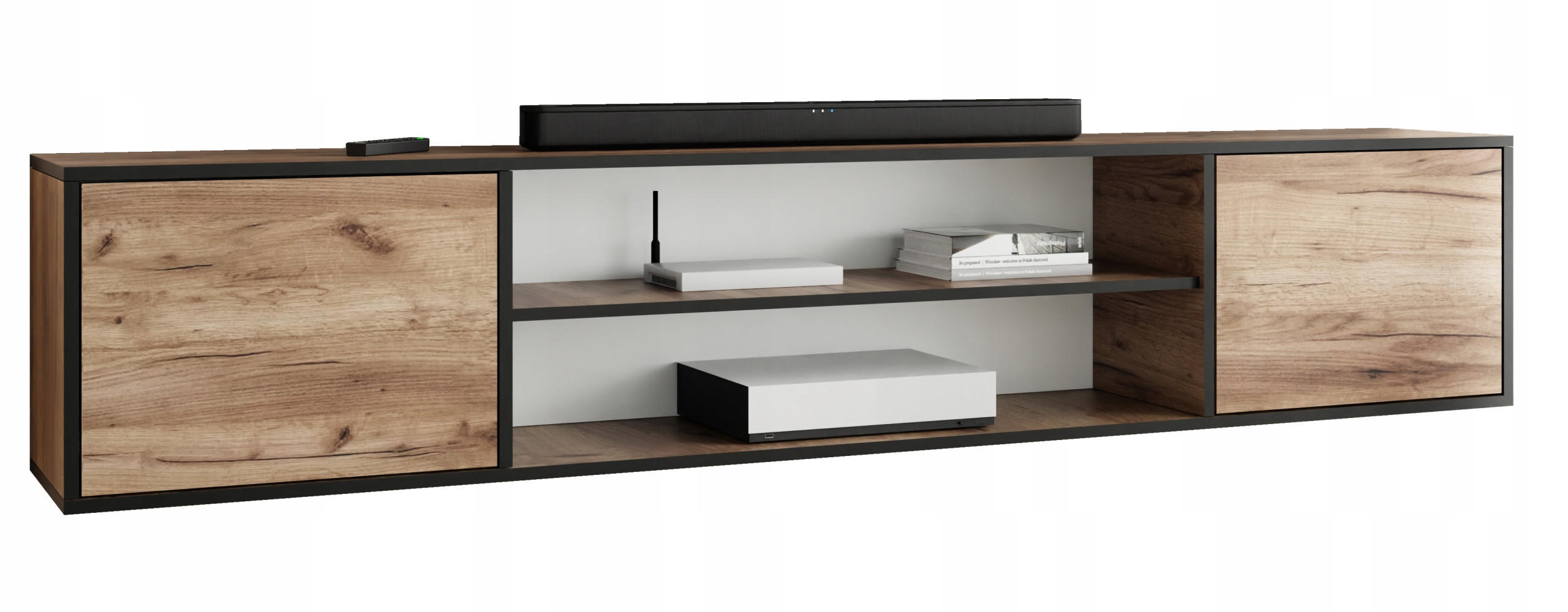 COMODA TV EDI 4 deschisa – 206x42x38 cm – Stejar Craft Auriu, calitate premium, asamblare proprie