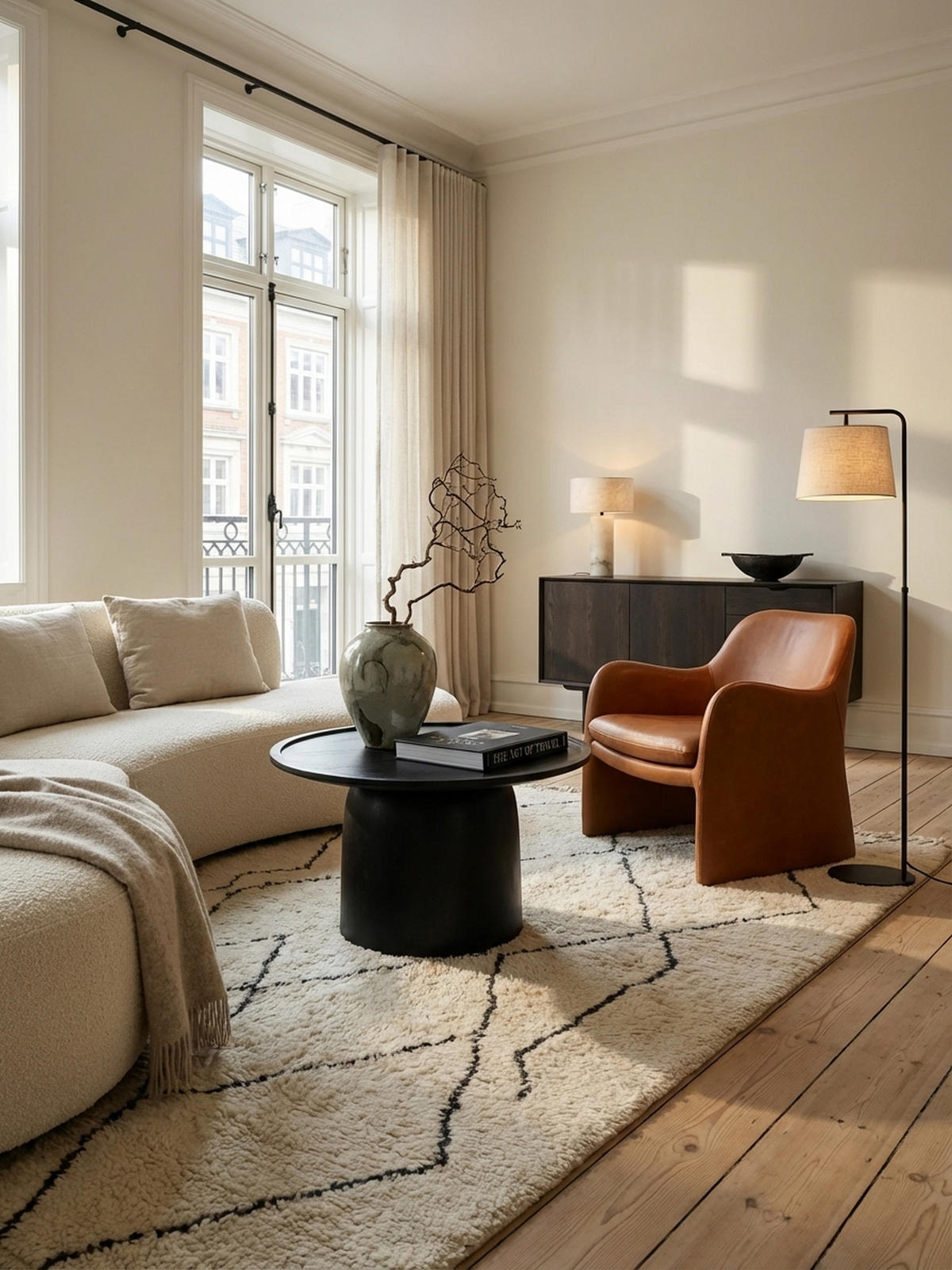 COUCHTISCH Rund Schwarz Mango Massivholz, 60x60x40 cm, Erhöhter Rand, Trommelgestell - Schwarz, Holz (60/60/40cm) - KADIMA DESIGN