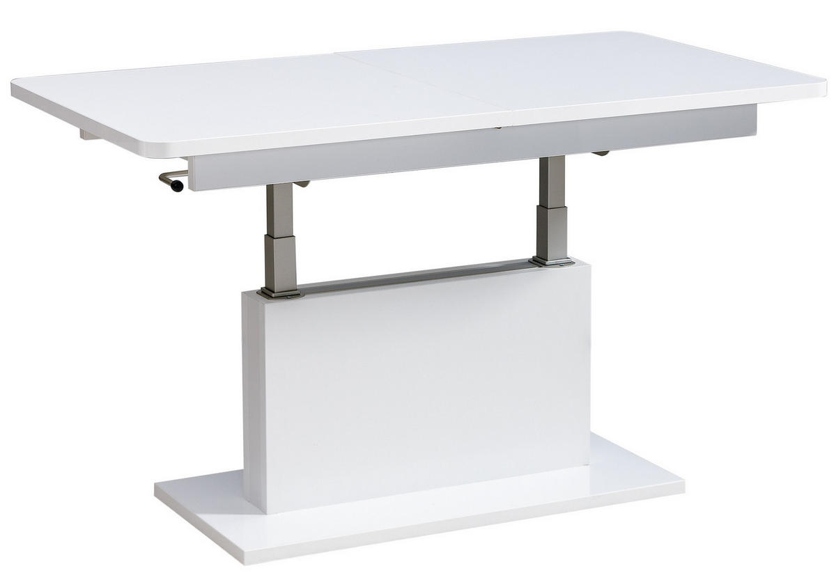 COUCHTISCH rechteckig Weiß Hochglanz 126/70/58 cm - Weiß Hochglanz, Holzwerkstoff (70/126/57cm) - designimpex