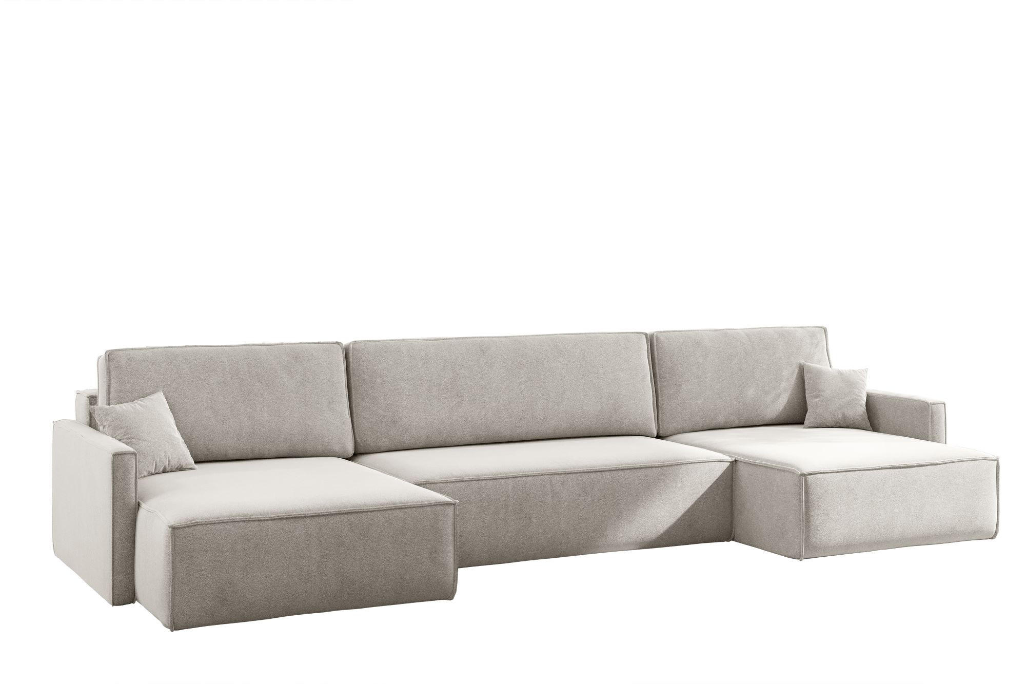 ECKSOFA Carlos U-Form Mit Schlaffunktion Und Bettkasten Stoff Salvador Hellgrau - Hellgrau, Holz (348/142cm) - Kaiser Möbel