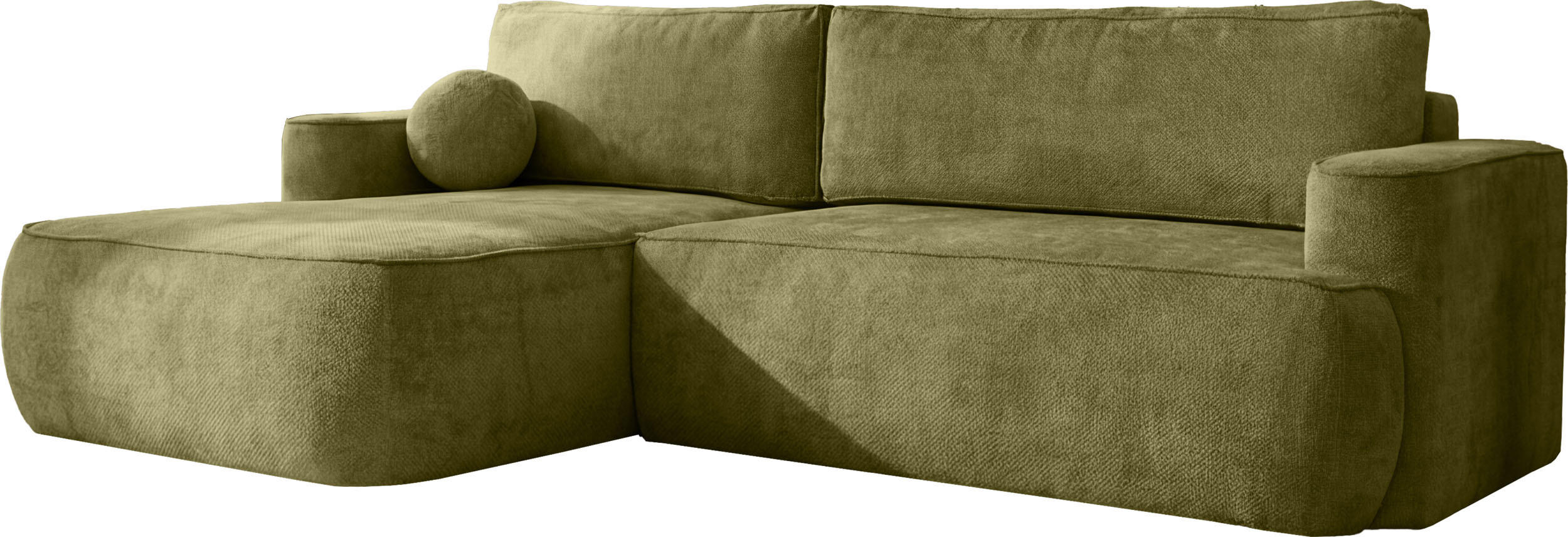 ECKSOFA Marion mit Schlaffunktion & Bettkasten in Chenille Grün, Links 267/154/83 cm - Schwarz/Grün, Kunststoff/Textil (267/154cm) - WFL GROUP