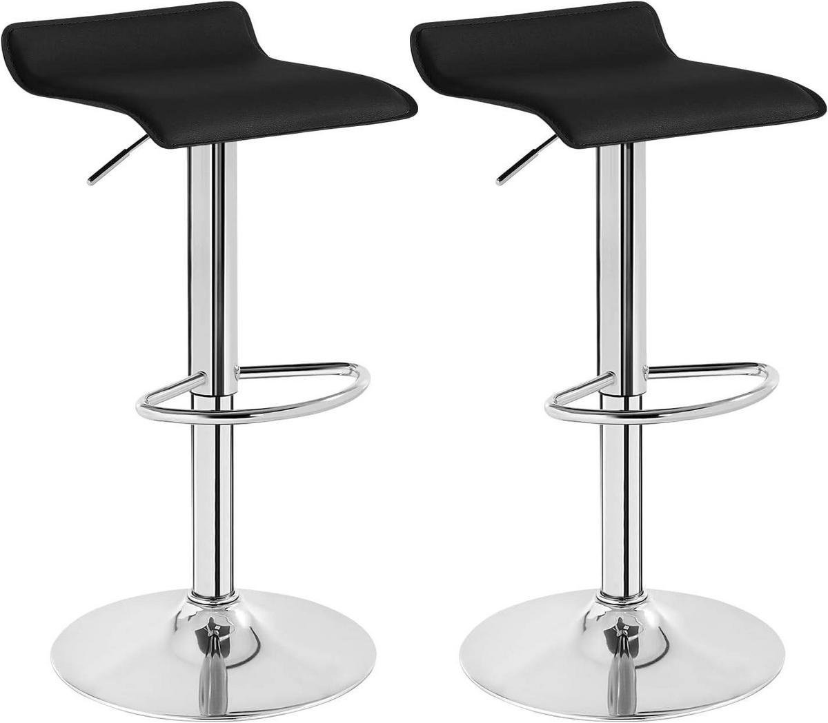 BARHOCKER 2er Set, Höhenverstellbarer, aus Kunstleder Metall - Schwarz, Metall (38.5/84/39.5cm) - Woltu