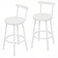 BARHOCKER 2er-Set mit Rückenlehne 65 cm Weiß MDF/Metall - Weiß, Metall (51.5/89/51.5cm) - Meubliv