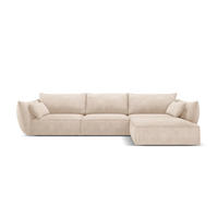 ECKSOFA rechts Kaelle aus Chenille-Stoff beige 4 Sitzplätze - Beige, Textil (171/308cm) - Micadoni