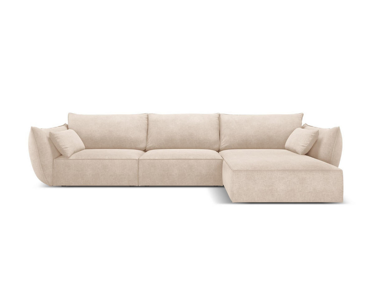 ECKSOFA rechts Kaelle aus Chenille-Stoff beige 4 Sitzplätze - Beige, Textil (171/308cm) - Micadoni