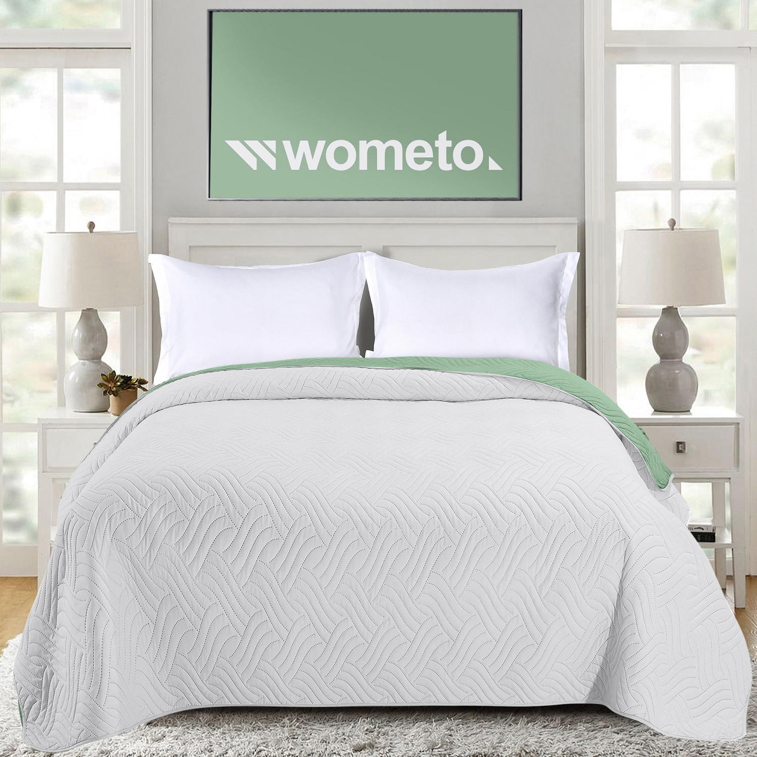 TAGESDECKE Wende-Design grün 220/240 cm Duo-Color - Grün, Textil (220/240cm) - wometo