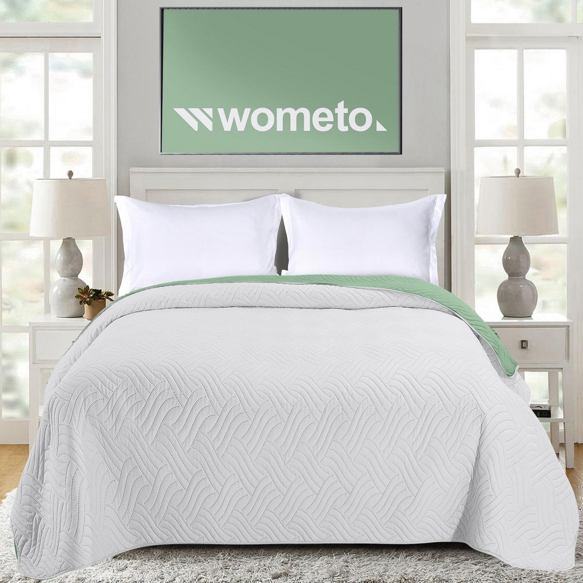 TAGESDECKE Wende-Design grün 170/210 cm Duo-Color - Grün, Textil (170/210cm) - wometo