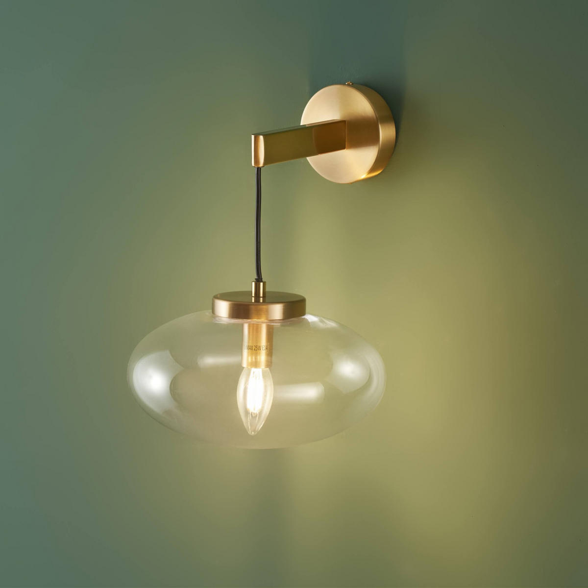 WANDLEUCHTE Milenzo, Transparent und goldfarben, 32cm - Transparent, Glas (25/32/28cm) - KOSILUM