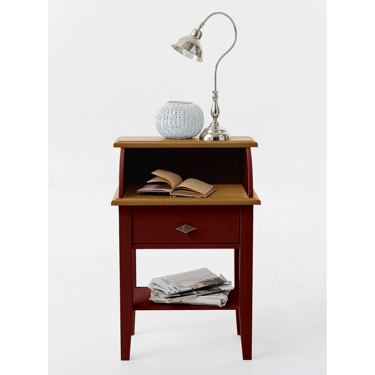 KONSOLENTISCH - Kiefer massiv - Rot/Kieferfarben, Holz (35/58/87cm) - home24