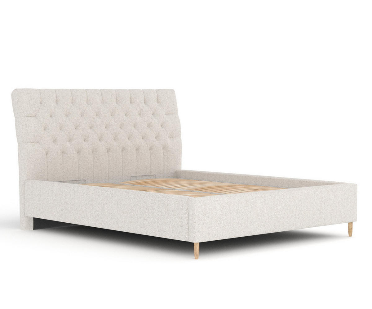 POLSTERBETT Vezzola Creme 180/200 cm im Webstoff - Creme/Naturfarben, Holz/Holzwerkstoff (180/200cm) - Maison de Reve