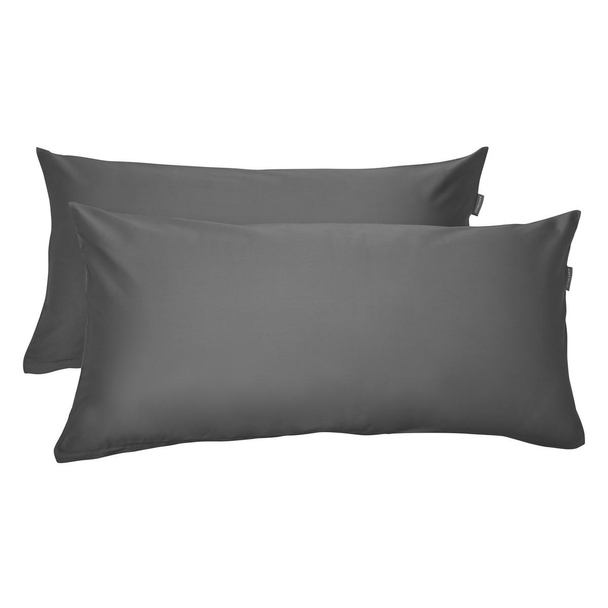 KISSENHÜLLENSET Ella - Baumwollsatin - 2-teilig - 40 x 80 cm - Dunkelgrau - Dunkelgrau, Textil (40/80cm) - SCHIESSER