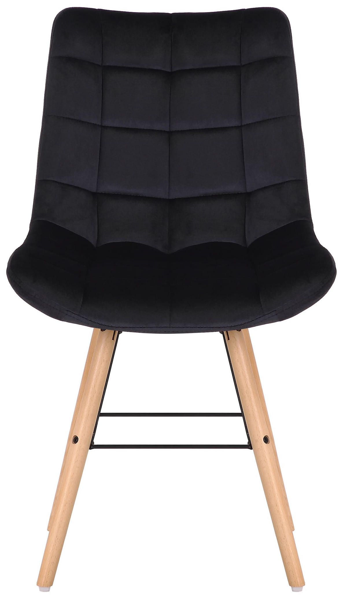 STUHL 2er Set Samt schwarz - Eukalyptusholzfarben/Schwarz, Holz/Textil (46/82/60cm) - CLP