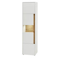 AKTENSCHRANK Weiß matt, Eiche Wotan 50 x 200 cm, Büroschrank mit viel Stauraum und 5 OH - Eichefarben/Silberfarben, Glas/Holzwerkstoff (50/200/40cm) - Furn.Design