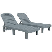 SONNENLIEGE 2er-Set mit verstellbarer Rückenlehne und Ablagen Dunkelgrau 62x158x88 cm - Grau, Kunststoff (62/88/158cm) - Vallsero