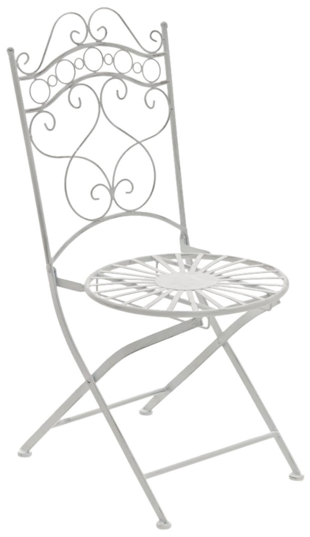 GARTENKLAPPSTUHL 2er Set Metall antik weiß - Weiß, Metall (40/92/50cm) - CLP