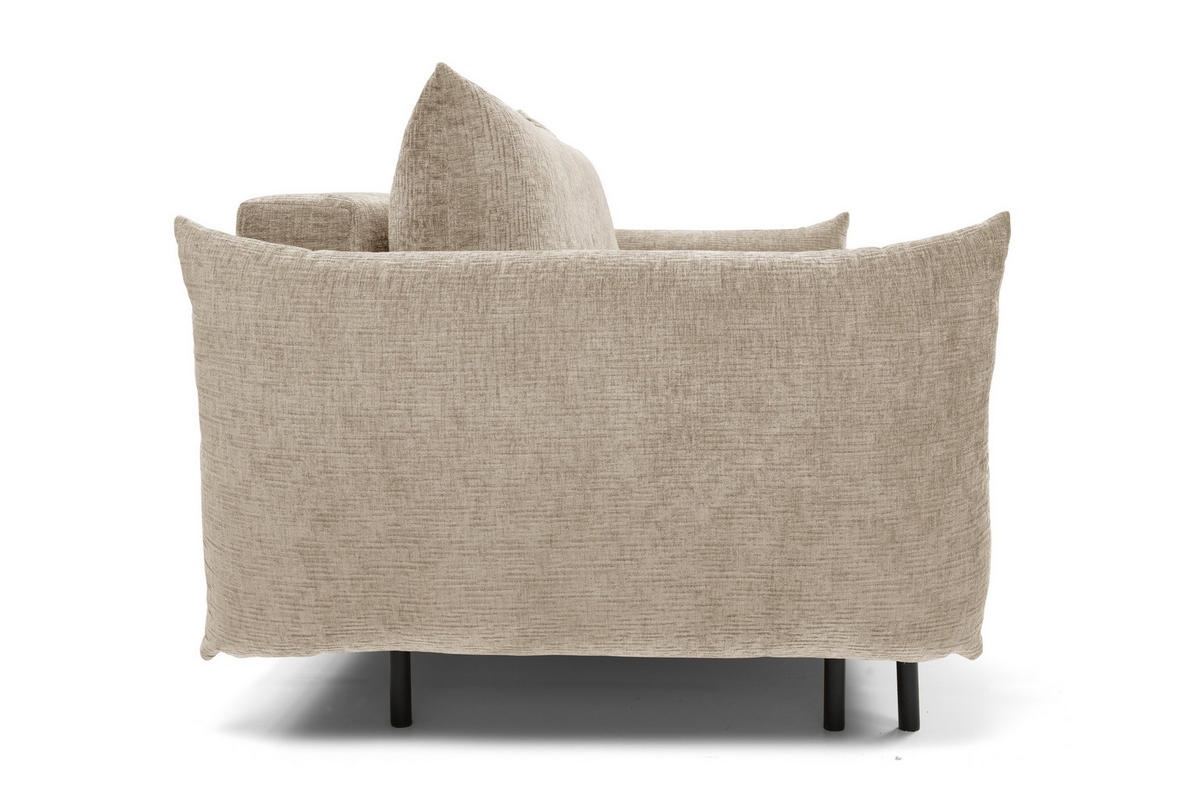 BETTSOFA UNO Beige Chenille-Stoff mit Schlaffunktion - Beige, Holz (240/90/108cm) - MASSENO