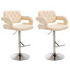 BARHOCKER Dubai, 2er Set, Gestell Metall in Chromoptik, Kunstleder Creme - Chromfarben/Creme, Kunststoff/Textil (52/100/55cm) - TPFLiving