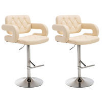BARHOCKER Dubai, 2er Set, Gestell Metall in Chromoptik, Kunstleder Creme - Chromfarben/Creme, Kunststoff/Textil (52/100/55cm) - TPFLiving