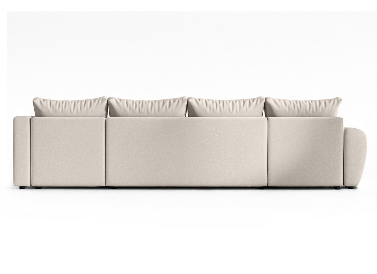 WOHNLANDSCHAFT Malatya U Form MAX Beige 311/145/80 cm mit Schlaffunktion - Beige/Schwarz, Kunststoff/Textil (208/80/303cm) - AX Living