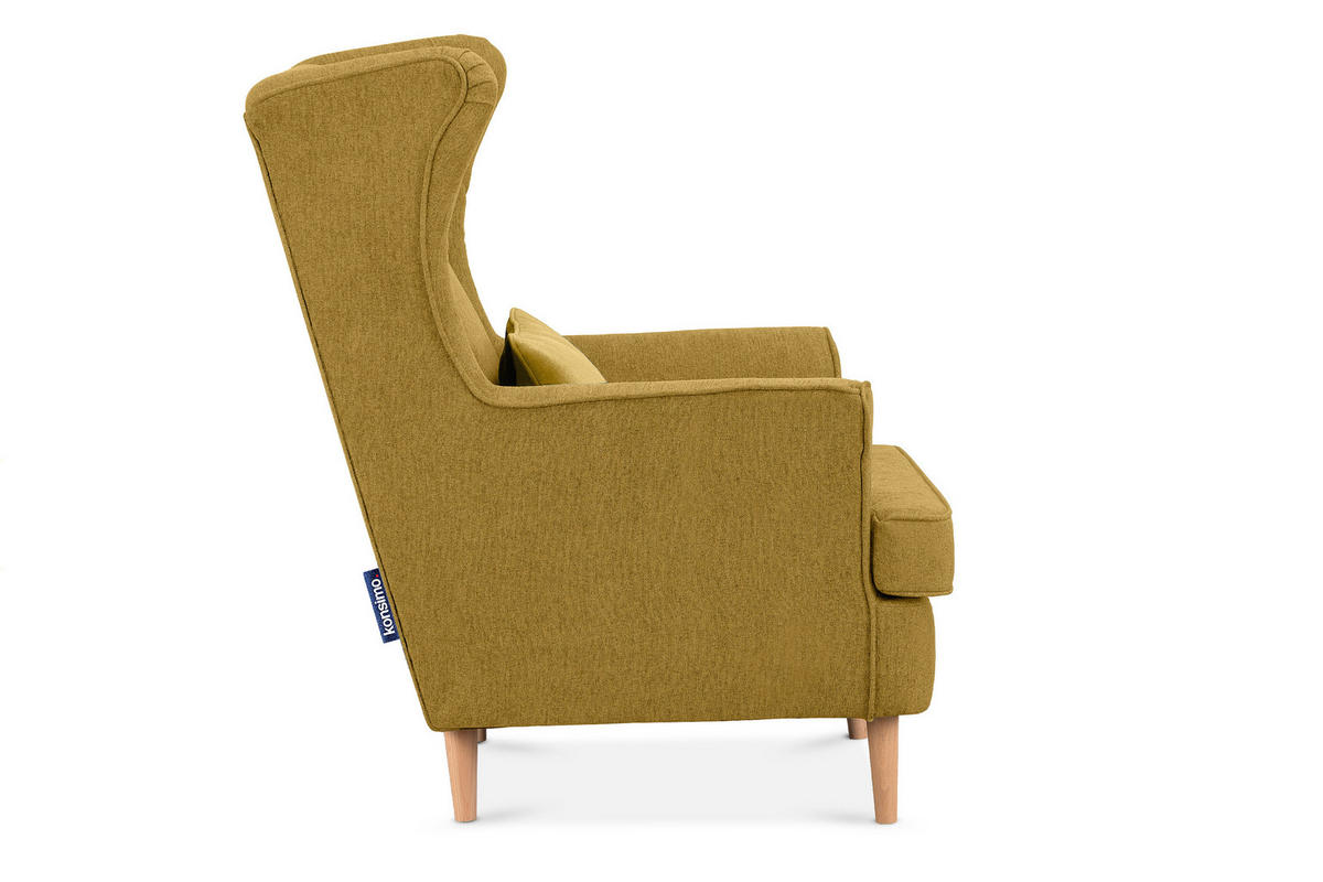 OHRENSESSEL STRALIS inklusive dekorativem Kissen, gelb - Currygelb, Textil (82/108/80cm) - KONSIMO®