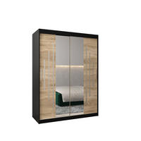 SCHWEBETÜRENSCHRANK 200/150/62 2-türig - Silberfarben/Schwarz, Holz/Kunststoff (150/200/62cm) - Abiks Möbel