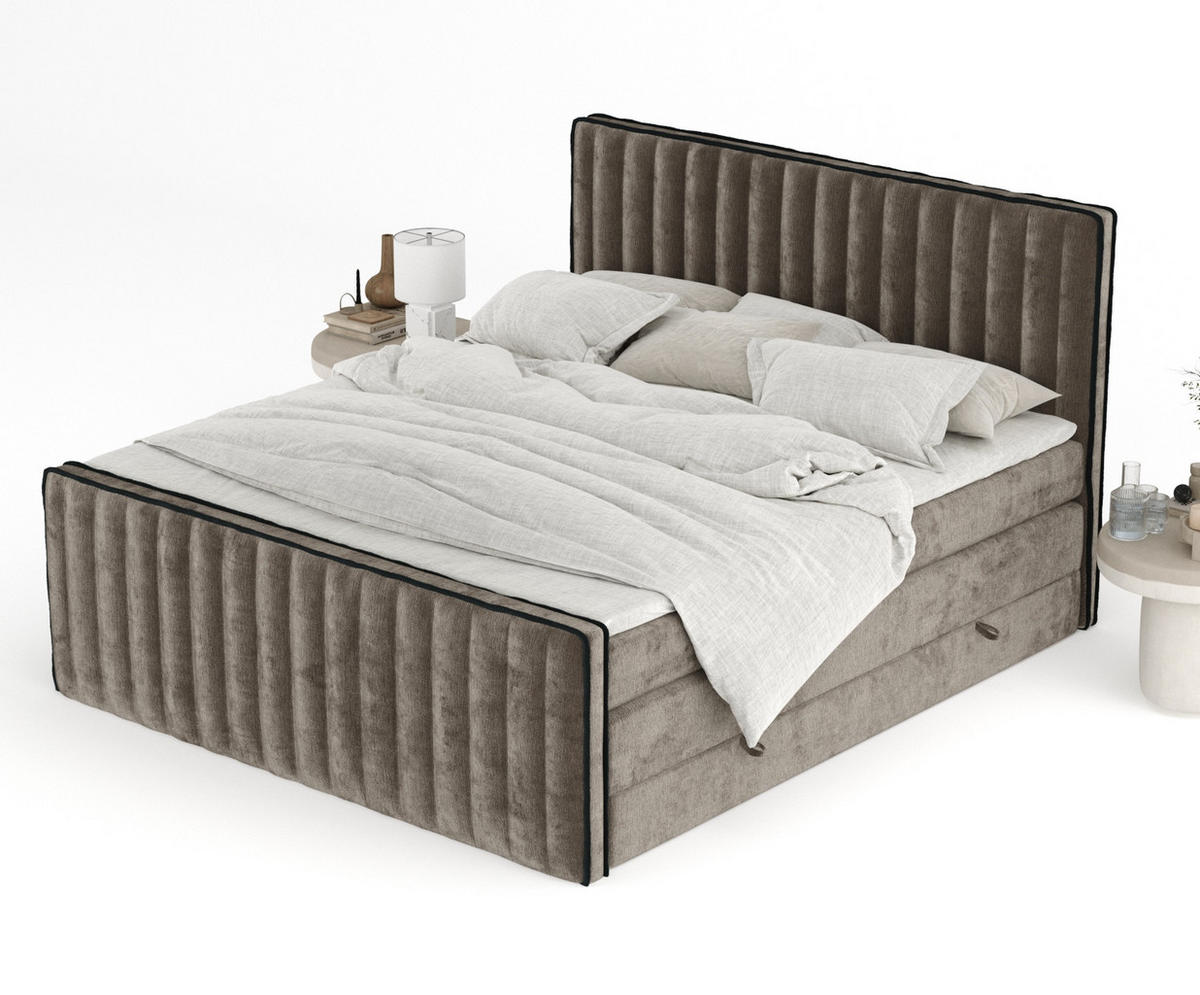 BOXSPRINGBETT Nocturne Braun 180/200 cm - Schwarz/Braun, Holz/Holzwerkstoff (180/200cm) - Maison de Reve