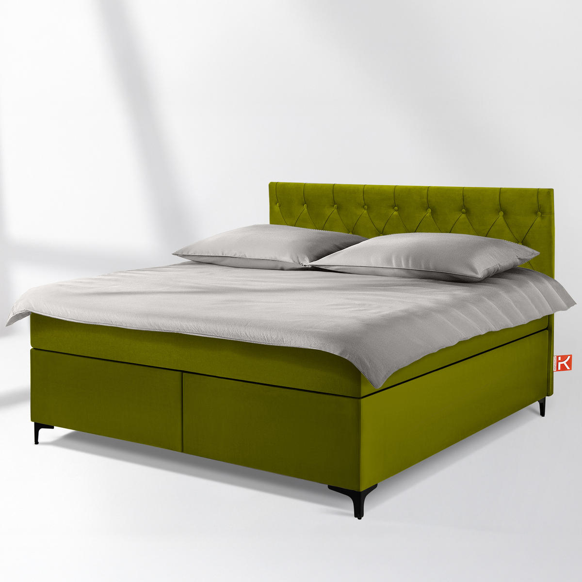 POLSTERBETT ARDEA, Oliv - Schwarz/Olivgrün, Holz/Holzwerkstoff (160/200cm) - KONSIMO®