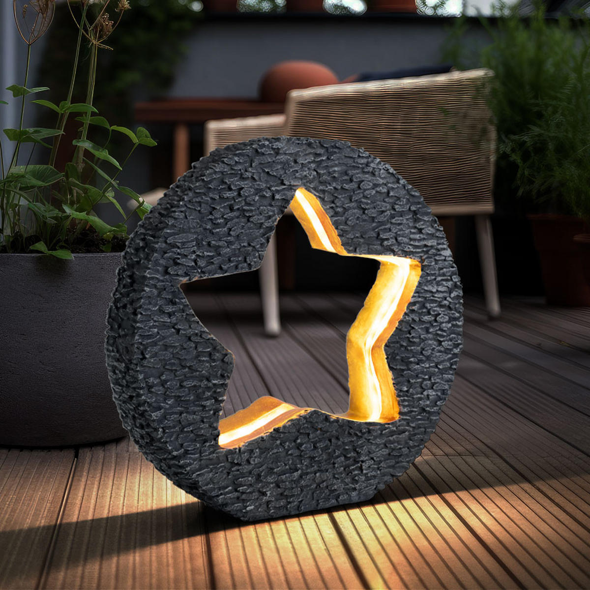 LED AUSSENLEUCHTE Steinoptik Grau Gold - Grau, Kunststoff (31/8.5/29.5cm)