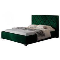 POLSTERBETT Málaga mit Kopfteil, 140x200 cm, Doppelbett mit Bettkasten und Lattenrost aus Holz, Velourstoff Grün - Grün, Holz/Textil (140/200cm) - Alpi-Möbel